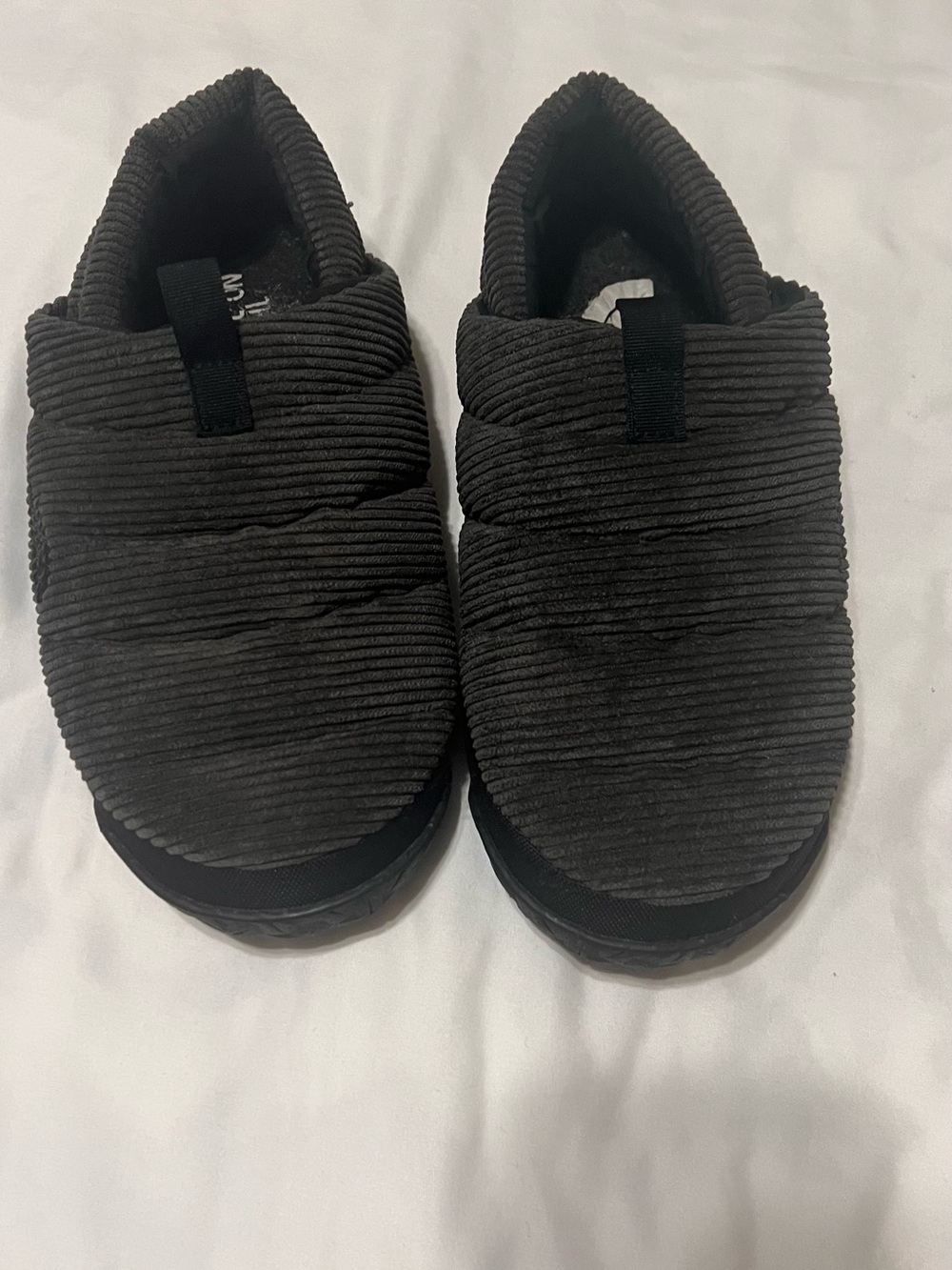 The North Face Women’s Quilted Slip-On Slippers in Dark Gray